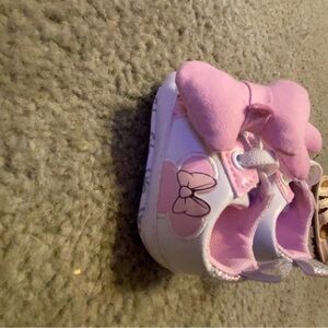 Pink and White baby Shoes with Bow